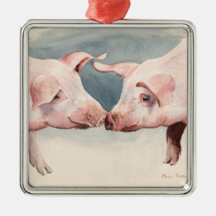 Ornamento De Metal Dois pouco Piggies 2012