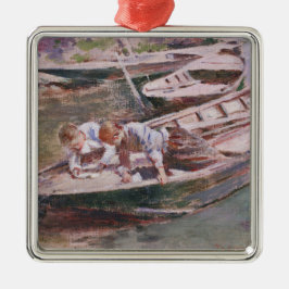 Ornamento De Metal Dois rapazes num barco (por Theodore Robinson)