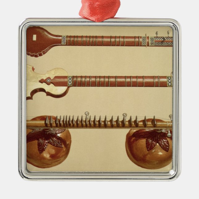 Ornamento De Metal Dois sitars e um vina do rudra, indiano, 'do (Frente)