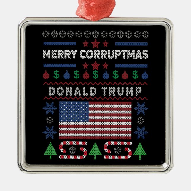 Ornamento De Metal Donald Trump Feliz Corruptmas Holiday (Frente)