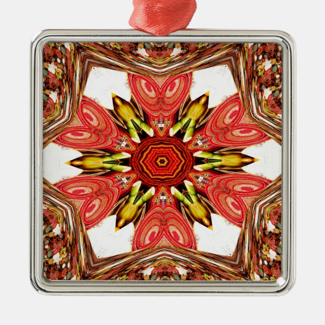 Ornamento De Metal Doodle Floral Art Impressão (Frente)