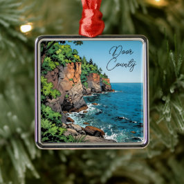Ornamento De Metal Door County, Wisconsin Travel Souvenir Keepsake