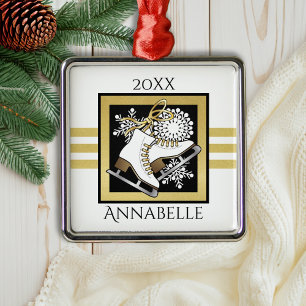 Ornamento De Metal Dourada figura branca esfolada / derrapagem gelada