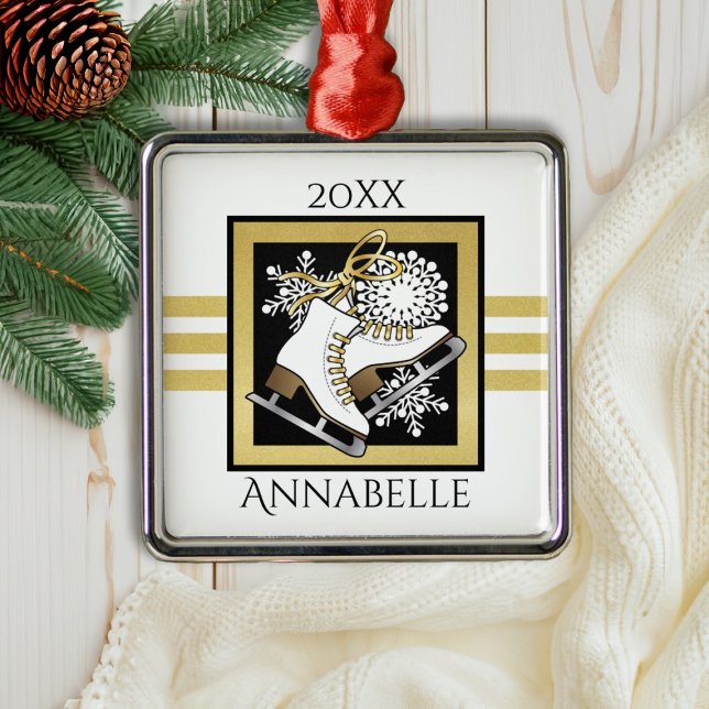 Ornamento De Metal Dourada figura branca esfolada / derrapagem gelada (Criador carregado)