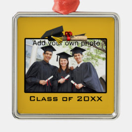 Ornamento De Metal Dourado adicione sua graduação de fotos/ano