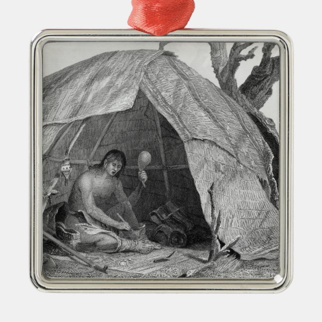 Ornamento De Metal Doutor indiano Concocting um pote da medicina (Frente)