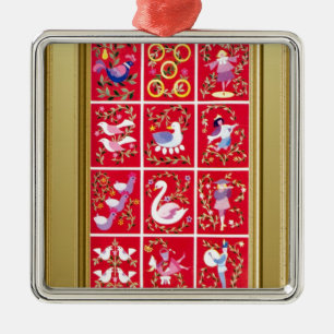 Ornamento De Metal Doze dias do Natal, a canção de natal tradicional