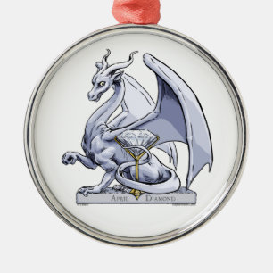 Ornamento De Metal Dragão de abril Birthstone: Diamante