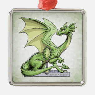 Ornamento De Metal Dragão de Birthstone de agosto: Peridot Verde