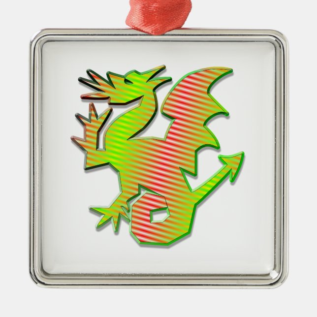 Ornamento De Metal Dragão Estilizado (Frente)