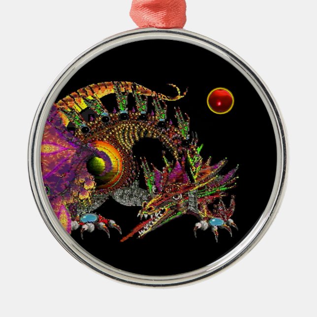 ORNAMENTO DE METAL DRAGÃO/FANTASIA DOURADO DRAGÃO EM ROLA E PRETO (Frente)