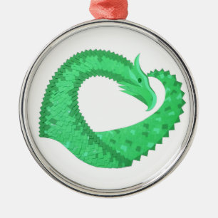 Ornamento De Metal Dragão verde no branco