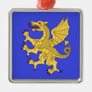 Ornamento De Metal Dragon Rampant Ou