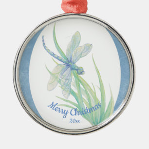 Ornamento De Metal Dragonfly de Natal Datado Personalizada