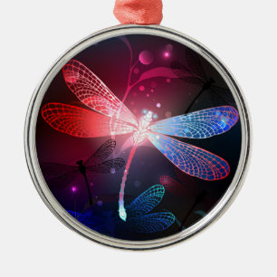 Ornamento De Metal Dragonfly vermelha