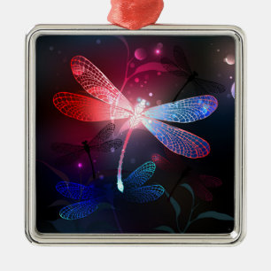 Ornamento De Metal Dragonfly vermelha