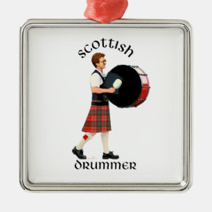 Ornamento De Metal Drummer Base Escocês