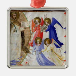 Ornamento De Metal ds 558 f.67v St Dominic com quatro anjos musicais,