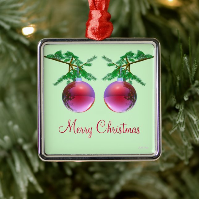 Ornamento De Metal Duas Bolas de Natal Vermelhas (Árvore)