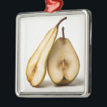 Ornamento De Metal Duas metades de pera - Minha Metade Doce E Perfeit<br><div class="desc">Vida de duas metades de pera de diferentes formas. Ornamento metálico. Minha Metade Doce E Perfeita. Tema de amor e romance.</div>