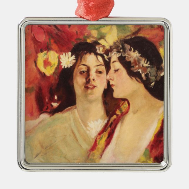 Ornamento De Metal Duas musas de Primavera (por Stefan Luchian) (Frente)