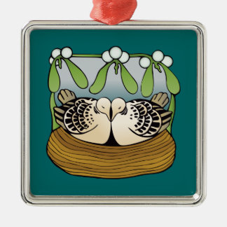 Ornamento De Metal Duas pombas da tartaruga