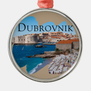 Ornamento De Metal Dubrovnik Vista de Praia e Cidade Antiga