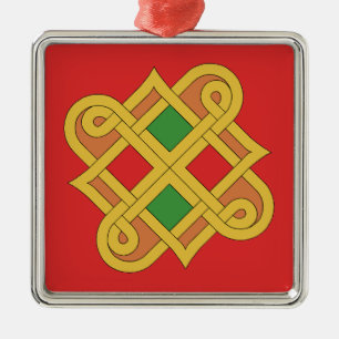 Ornamento De Metal Durrow Knotwork 2016 Red and Green