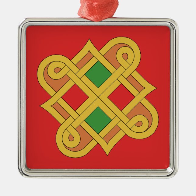 Ornamento De Metal Durrow Knotwork 2016 Red and Green (Frente)