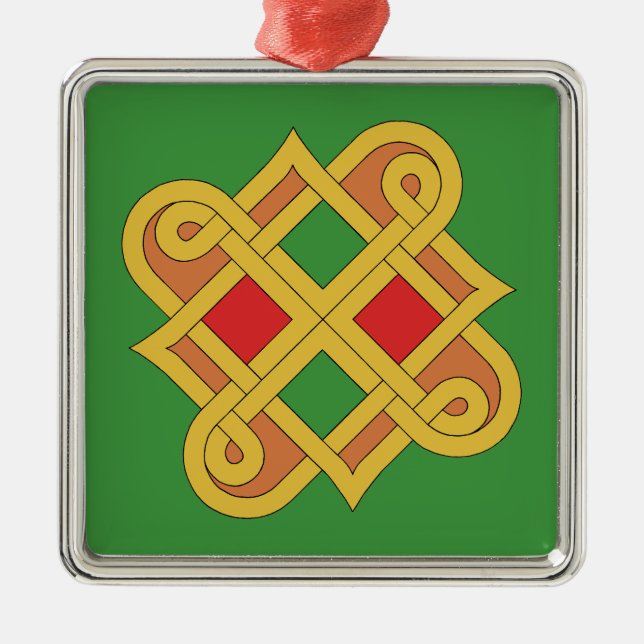 Ornamento De Metal Durrow Knotwork 2016 Red and Green (Frente)