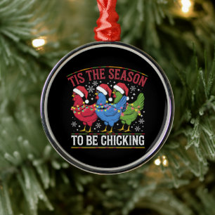 Ornamento De Metal É a Temporada de Chicking Xmas Frango Western