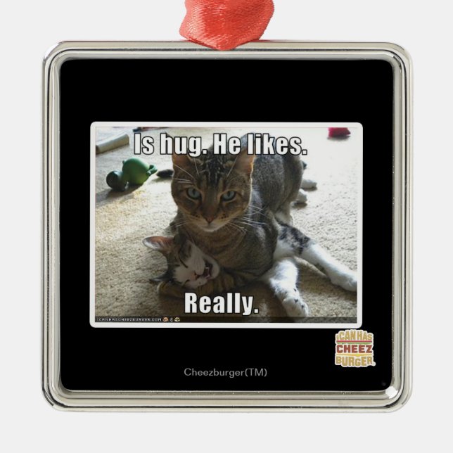 Ornamento De Metal É abraço. Ele gosta. (Frente)
