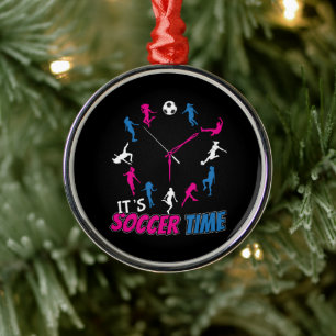 Ornamento De Metal É hora do futebol Citação de futebol feminino