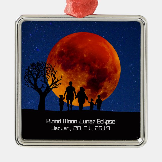 Ornamento De Metal Eclipse Lunar da Lua Sanguínea 2019 (Frente)