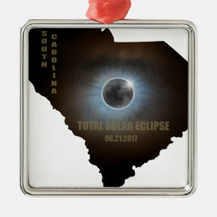 Ornamento De Metal Eclipse solar total no esboço do mapa de South