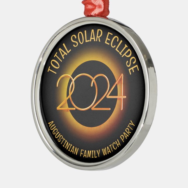 Ornamento De Metal Eclipse Total do Sol 2024 Personalizável (Esquerda)