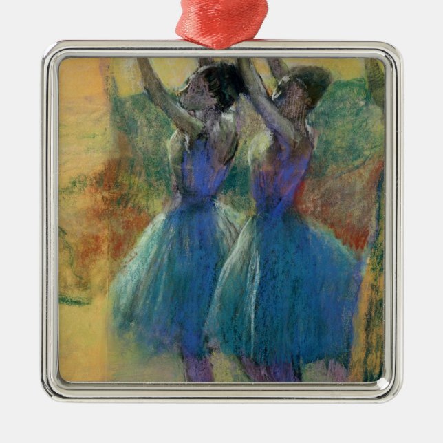 Ornamento De Metal Edgar Degas | dois dançarinos azuis (Frente)
