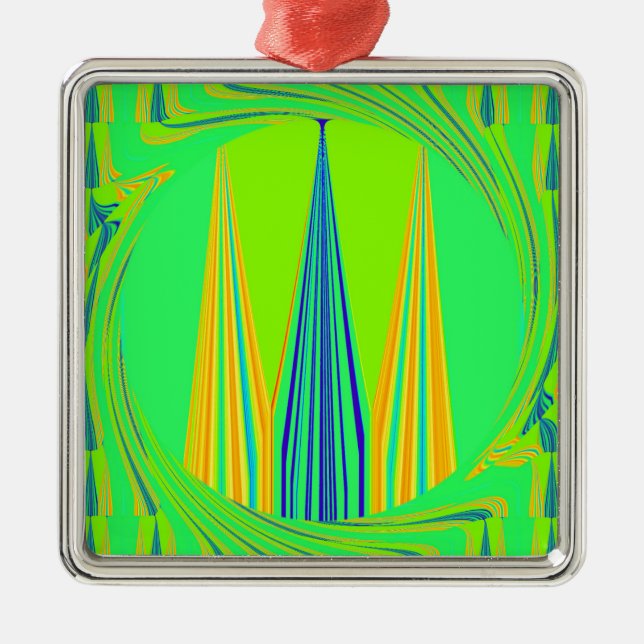 Ornamento De Metal Edgy Geometry Neon Design (Frente)
