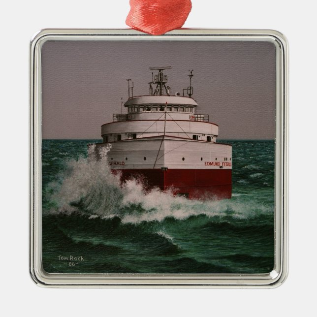 Ornamento De Metal Edmund Fitzgerald por Tom Rock (Frente)