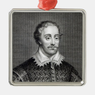 Ornamento De Metal Edmund Spenser, gravado pela leitura de Burnet