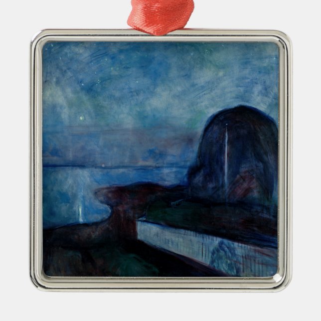 Ornamento De Metal Edvard Munch - Starry Night 1893 (Frente)