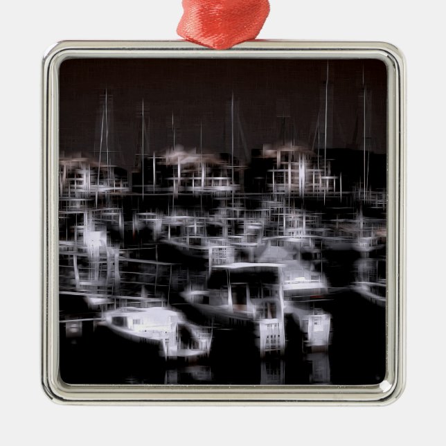 Ornamento De Metal Efeito digital do porto noturno do estilo "impress (Frente)