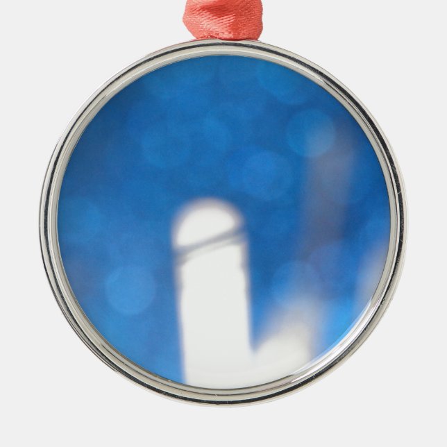 Ornamento De Metal Efeitos de Luz Branca Azul (Frente)