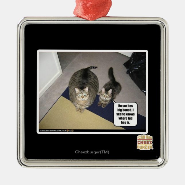 Ornamento De Metal Ele solta-lhe um grande osso. (Frente)