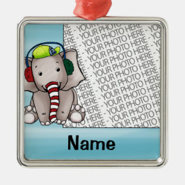 Ornamento De Metal Elefante Candycane do ornamento, da foto & do