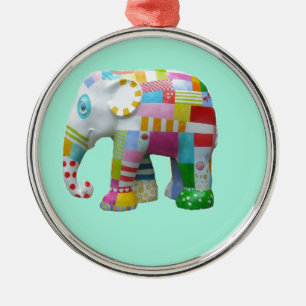 Ornamento De Metal Elefante de brinquedo bonito, branco, colorido
