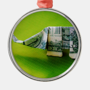 Ornamento De Metal Elefante do origami da nota de dólar no fundo