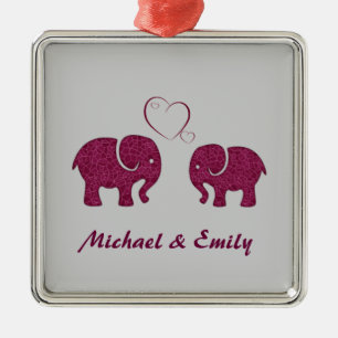 Ornamento De Metal Elefante giro no amor personalizado