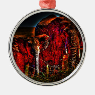 Ornamento De Metal Elefante Mãe E Vitelo