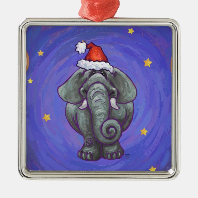 Ornamento De Metal Elefante Natal (Frente)